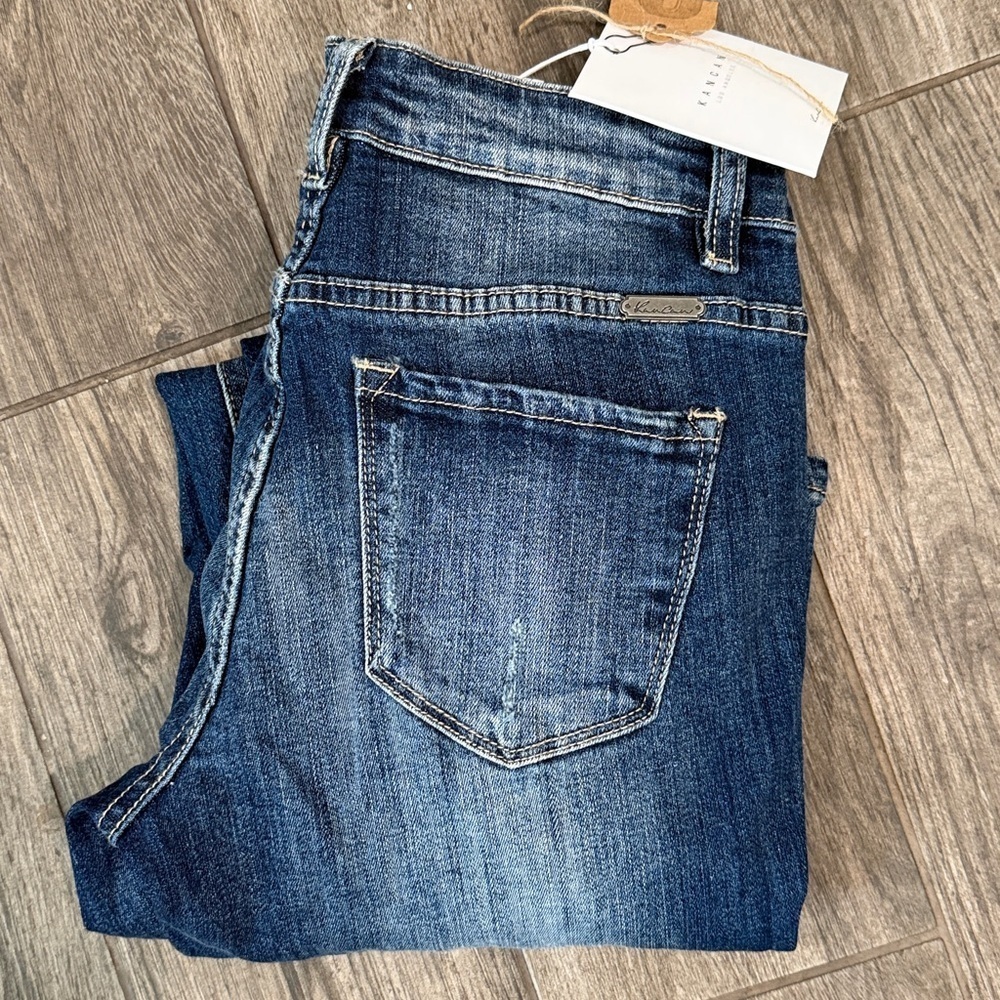 KanCan Dark Wash Toby Mid Rise Skinny Denim Jeans Great for Tall Fall Boots